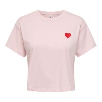 ONLY Women T-shirt - ONLBRIANNA LIFE O-NECK TOP BOX, round neck, cropped, regular fit, cotton Light pink XS (X-Small)