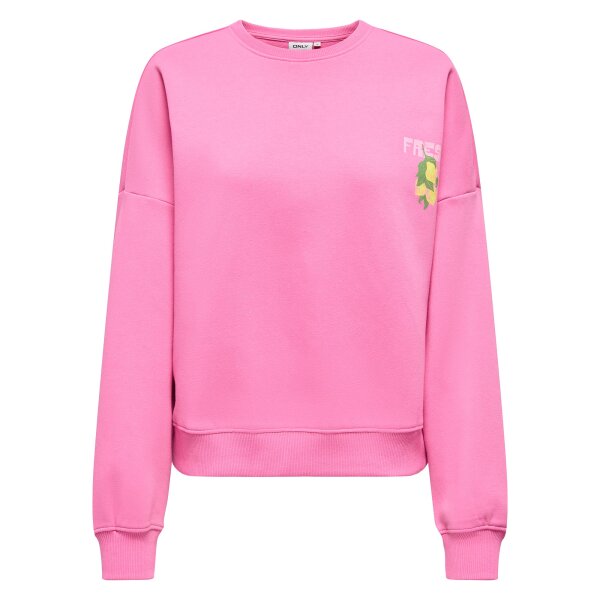 ONLY Women Sweatshirt - ONLLINY O-NECK PRINT, round neck, back print Pink M (Medium)