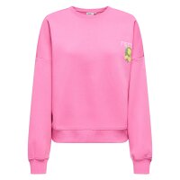 ONLY Damen Sweatshirt - ONLLINY O-NECK PRINT, Rundhals, Back-Print Pink M
