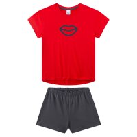 Sanetta Girls Pyjamas, short - teens, Kiss, single jersey, cotton Black/Red 140