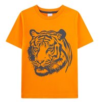 Sanetta Jungen Schlafanzug, kurz - Kids, Tiger, Pyjama, Single Jersey Orange/Schwarz 116