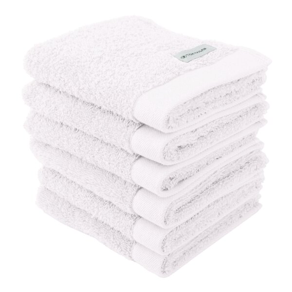TOM TAILOR Guest Towel, Pack of 6 - Colour Bath Guest Towel, Terry Cloth, Cotton White 30x50cm