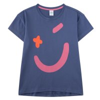 Sanetta Girls Pyjamas, short - Teens, Smiley, Shorty, single jersey, cotton Blue/Pink 140
