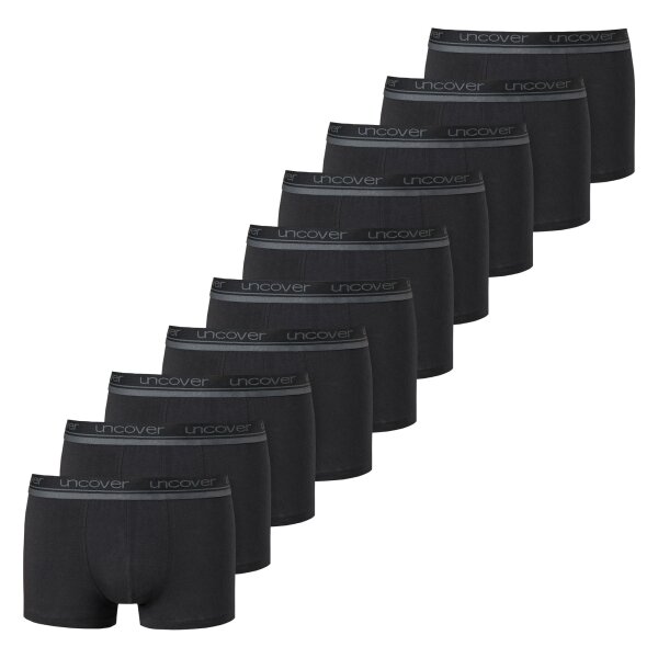 UNCOVER by SCHIESSER Mens Boxer Shorts, 10-Pack - Shorts, Single Jersey, Plain Colour Black L (Large)
