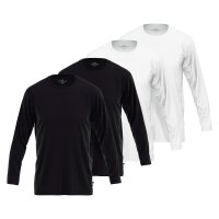 GÖTZBURG Mens long-sleeved shirt, pack of 4 - cotton, longsleeve, single-coloured White/Black M (Medium)