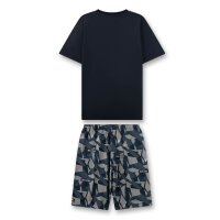 Sanetta Jungen Schlafanzug, kurz -  Teens, Camouflage, Pyjama, Single Jersey, Baumwolle Dunkelblau 140