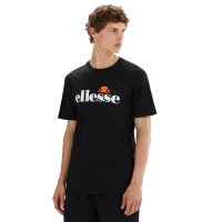 ellesse Men T-shirt - PRADO 2, short sleeves, round neck, logo print, cotton, Plain colour Black M (Medium)