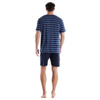 GÖTZBURG Men Pyjamas, Short - Shorty, V-neck, Striped, Cotton, Pyjamas Blue M (Medium)