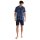 GÖTZBURG Herren Schlafanzug, kurz - Shorty, V-Ausschnitt, gestreift, Baumwolle, Pyjama Blau M