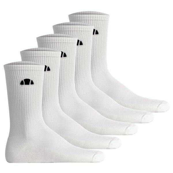 ellesse Unisex Socken, 5er Pack - ALACRE, Crew Socken, Logo, einfarbig Weiß 41-46