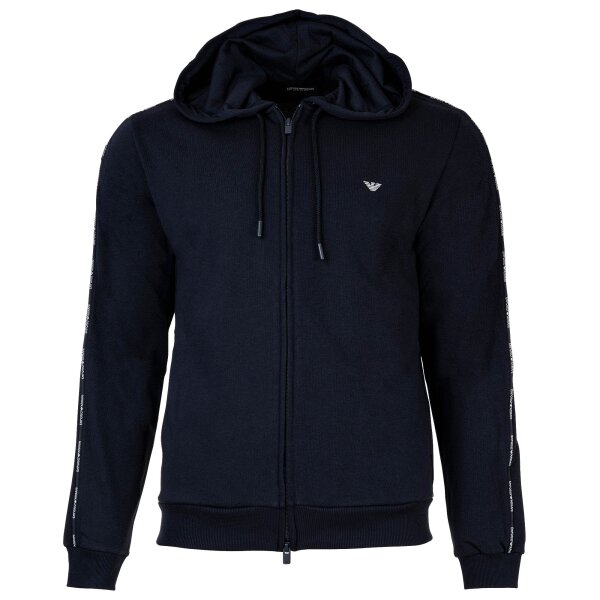 EMPORIO ARMANI Mens hooded sweat jacket - BASIC TERRY, Cotton blend Blue M (Medium)