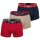 EMPORIO ARMANI mens trunks, 3-pack - BOLD MONOGRAM, shorts, stretch cotton Blue/Red/Beige M (Medium)