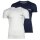 EMPORIO ARMANI Herren T-Shirt, 2er Pack - BOLD MONOGRAM, Rundhals, Fitted Fit, Stretch Cotton Weiß/Blau S