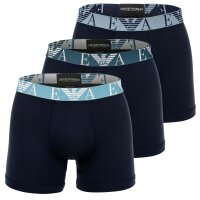 EMPORIO ARMANI Herren Boxershorts, 3er Pack - BOLD MONOGRAM, Boxer, Stretch Cotton Blau M
