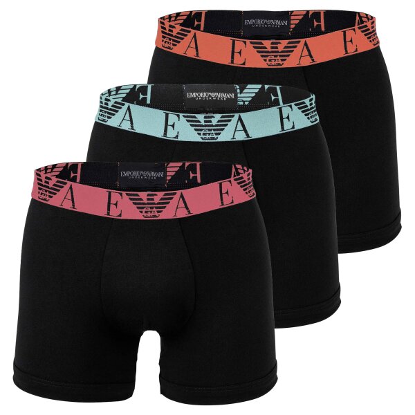 EMPORIO ARMANI Herren Boxershorts, 3er Pack - BOLD MONOGRAM, Boxer, Stretch Cotton Schwarz M