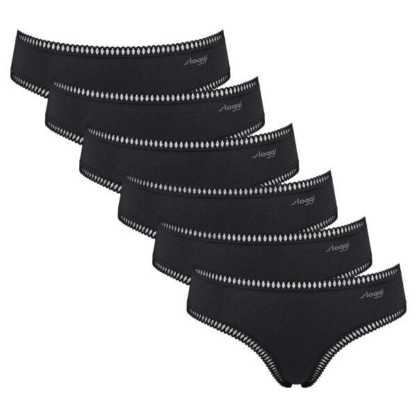 Sloggi Damen Hipster-Slips, 6er Pack - GO Crush Hipster C6P, Unterhose, Stretch-Baumwolle Schwarz S
