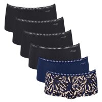 Sloggi Damen Pantys, 6er Pack - GO Crush Short C6P, Unterhose, Stretch-Baumwolle Schwarz/Blau XS
