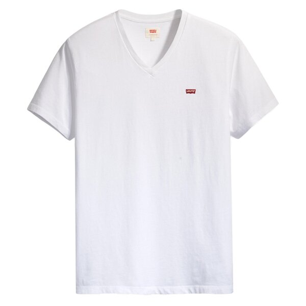 Levis Mens T-Shirt - Original Housemark Tee, V-Neck, Cotton White M (Medium)