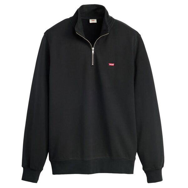 Levis Mens Sweatshirt with Zip Collar - Original Housemark 1/4 Zip, Stand Collar, Cotton Black M (Medium)