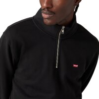 Levis Herren Sweatshirt mit Zip-Kragen - Original Housemark 1/4 Zip, Stehkragen, Baumwolle Schwarz M