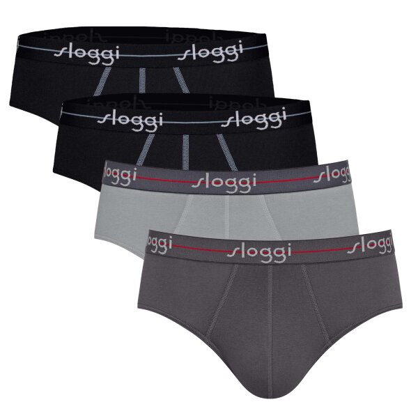 Sloggi Herren Slips 4er Pack - Start midi C4P box, Baumwolle Schwarz/Grau/Schwarz M