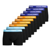JACK&JONES Herren Boxershorts, 10er Pack - JACTHEODORE SOLID TRUNKS 10 PACK, Trunks, Baumwoll-Stretch Schwarz/Blau/Orange S