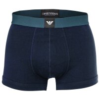 EMPORIO ARMANI Herren Trunks, 3er Pack - ESSENTIAL LOGOLABEL, Shorts, Stretch Cotton Tinte/Petrol/Weiß S