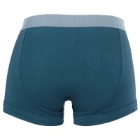 EMPORIO ARMANI Herren Trunks, 3er Pack - ESSENTIAL LOGOLABEL, Shorts, Stretch Cotton Tinte/Petrol/Weiß S