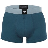 EMPORIO ARMANI Mens Trunks, 3-Pack - ESSENTIAL LOGOLABEL, Shorts, Stretch Cotton Ink/Petrol/White S (Small)