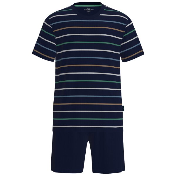 GÖTZBURG Men Pyjamas, Short - Shorty, Round Neck, Striped, Cotton, Pyjama Blue M (Medium)