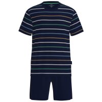 GÖTZBURG Men Pyjamas, Short - Shorty, Round Neck, Striped, Cotton, Pyjama Blue M (Medium)