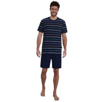 GÖTZBURG Men Pyjamas, Short - Shorty, Round Neck, Striped, Cotton, Pyjama Blue M (Medium)
