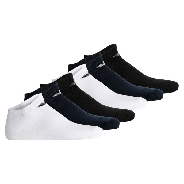 EMPORIO ARMANI Herren Sneakersocken, 6er Pack - CASUAL COTTON, Multipack, Logo Weiß/Schwarz/Blau 39-42