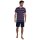 GÖTZBURG Herren Schlafanzug, kurz - Shorty, V-Ausschnitt, gestreift, Baumwolle, Pyjama Blau/Rot M