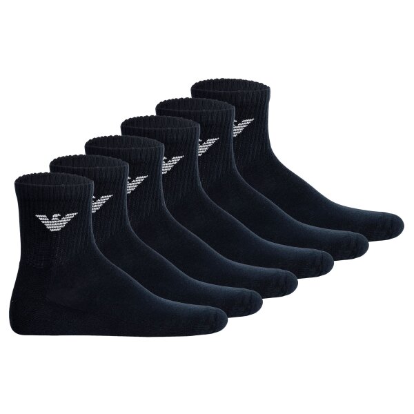 EMPORIO ARMANI Herren Quartersocken, 6er Pack - SPORTY SPONGE, Ankle Socks, One Size Blau 39-46