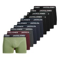 JACK&JONES Herren Boxershorts, 10er Pack - JACTIMOTHY SOLID TRUNKS 10 PACK, Trunks, Baumwoll-Stretch Schwarz/Blau/Grün/Rot S