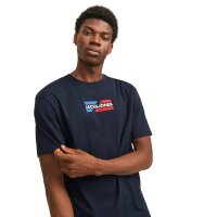 JACK&JONES Men T-shirt, 3-pack - JJECORP GRAPHIC TEE SS 3PK, short sleeves, cotton Black/Dark Blue/White S (Small)