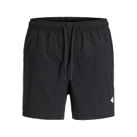 JACK&JONES Herren Badeshorts - JPSTMAUI TROPIC SOLID SWIM SHORTS REG SN, Badehose Schwarz M