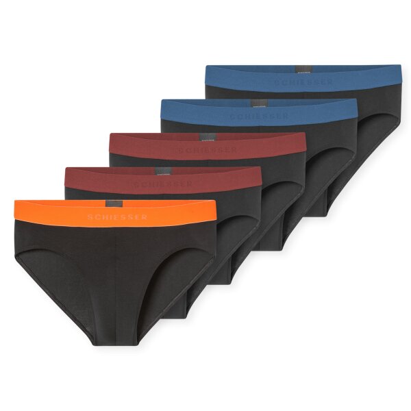 SCHIESSER Herren Slips, 5er Pack - Serie "95/5", Single Jersey Schwarz/Rot/Orange M