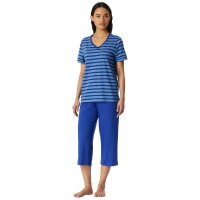 SCHIESSER womens pyjama set - nightwear, 3/4 short sleeves, pyjamas, pattern, cotton Blue M (Medium)