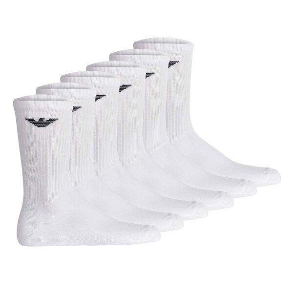 EMPORIO ARMANI Mens Socks, 6-Pack - SPORTY SPONGE, Short Socks, One Size White 39-46 (UK 5-12)