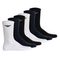EMPORIO ARMANI Herren Socken, 6er Pack - SPORTY SPONGE, Short Socks, One Size Weiß/Schwarz/Blau 39-46