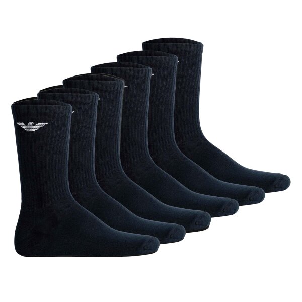 EMPORIO ARMANI Mens Socks, 6-Pack - SPORTY SPONGE, Short Socks, One Size Blue 39-46 (UK 5-12)