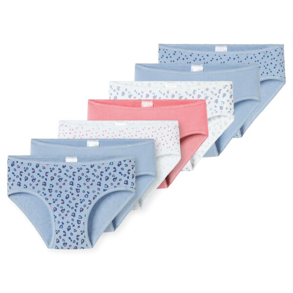 SCHIESSER Mädchen Slips, 7er Pack - Kids, 7PACK Single Jersey Slips, Unterhose, Basic Blau/Weiß 104