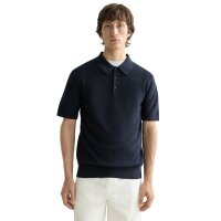 SCOTCH&SODA Herren Poloshirt - Core Structured Knitted Regular Fit Polo, Kurzarm, Struktur, Knopfleiste, Baumwolle Dunkelblau M
