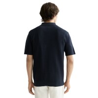 SCOTCH&SODA Men Polo Shirt - Core Structured Knitted Regular Fit Polo, Short Sleeve, Textured, Button Placket, Cotton Dark blue M (Medium)