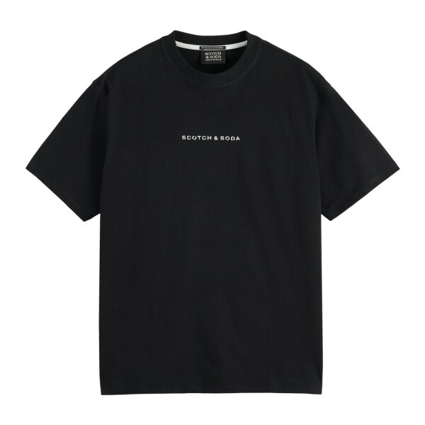 SCOTCH&SODA Mens T-shirt - Core Logo Front Chest T-shirt, round neck, short sleeves, logo, plain colour Black M (Medium)