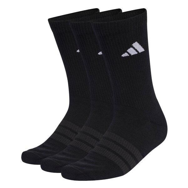 adidas Unisex Socken, 3er Pack - Cushioned Sportswear Crew Socks, Logo, gepolstert, einfarbig Schwarz 37-39