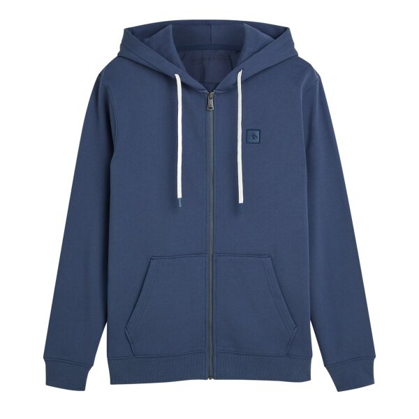 SCOTCH&SODA Men Sweat Jacket - Logo Badge Zipthrough Hoodie, Regular Fit, Hood, Logo, Cotton Blue L (Large)