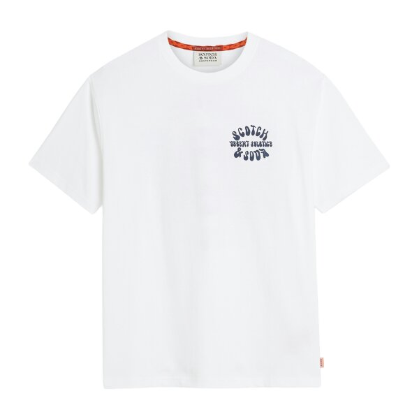 SCOTCH&SODA Herren T-Shirt - Front & Back Artwork Tee, Relaxed Fit, Print, Rundhals, Kurzarm Weiß L